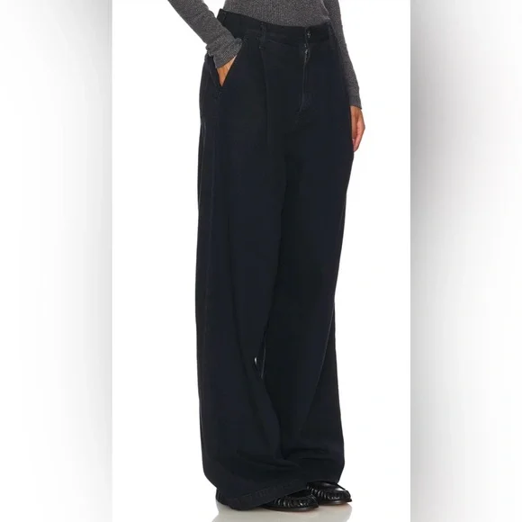 NWT Agolde Ellis Wide Leg Jeans in Crushed Black Size 24 - Picture 2 of 10